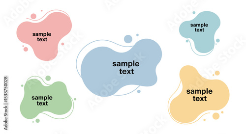Colorful abstract speech bubbles with sample text in various shapes and sizes vector illustration