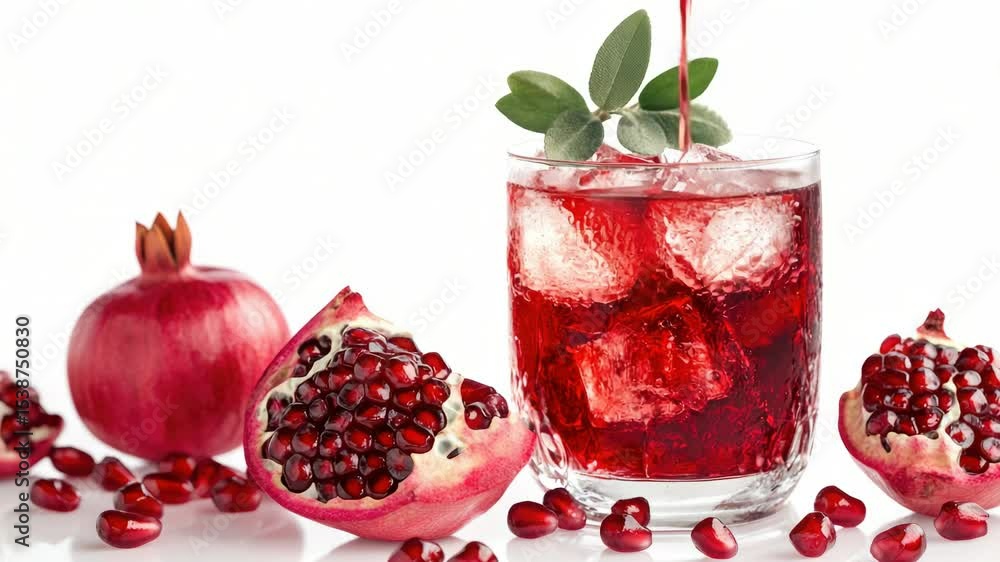 Fresh pomegranate and its cut in half, perfect for fruit arrangement or still life photography Fresh pomegranate and its cut in half, perfect for fruit arrangement or still life photography