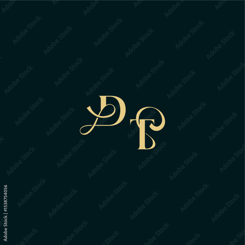 wedding logo initial DT elegant and curvy style monogram bold concept design letter wedding logo initial DT elegant and curvy style monogram bold concept design letter