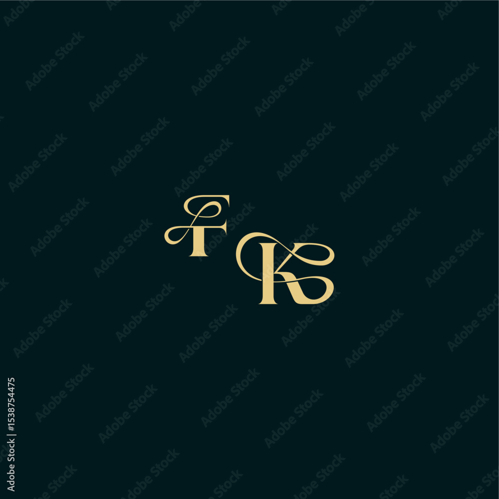 wedding logo initial FK elegant and curvy style monogram bold concept design letter wedding logo initial FK elegant and curvy style monogram bold concept design letter