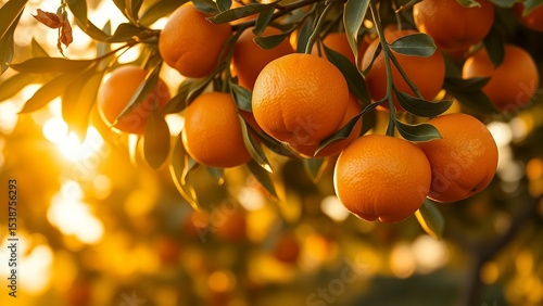 Vibrant Orchard: Sunlit Citrus Trees