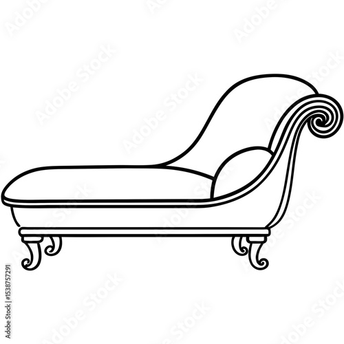 Elegant chaise longue with curved lines in minimalist design  