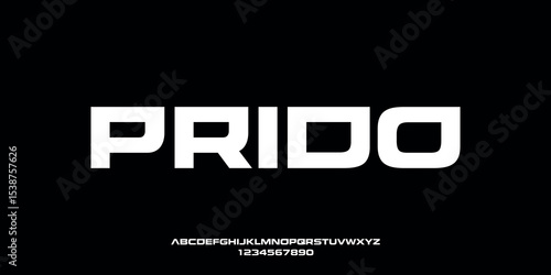Vector illustration of a sport style alphabet display font. Abstract typography of bold, sturdy and futuristic letters.
