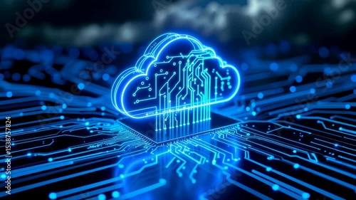 Video showing technology, cloud computing, and cybersecurity in a dynamic animation background motion