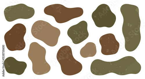 Collection of organic earth-toned stone shapes on white background vector illustration