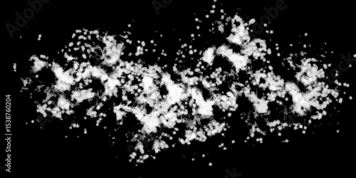 Snowflakes on dark background. white icy snowflakes isolated on black background, natural background. white crystalline powder on a black background. sugar dust. texture, pattern and clipping.