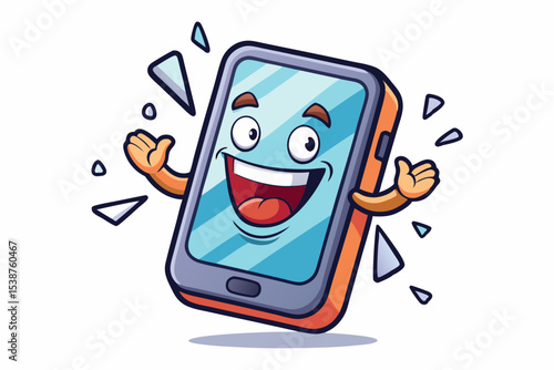 phone laugh broken screen cartoon happy emoji fun