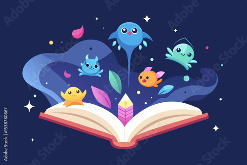 book open float glow dream creature magic read