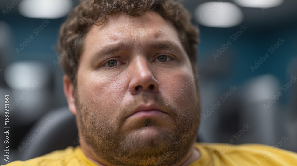 Fototapeta premium An obese man in the gym.