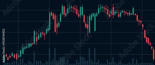 Stock Market Decline due to Tariffs. Recession Concept with Candlestick Chart and Crypto Trading Graph.