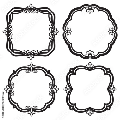 Decorative Floral Frames Set Collection - Authentic Hand Sketched Look and Feel
