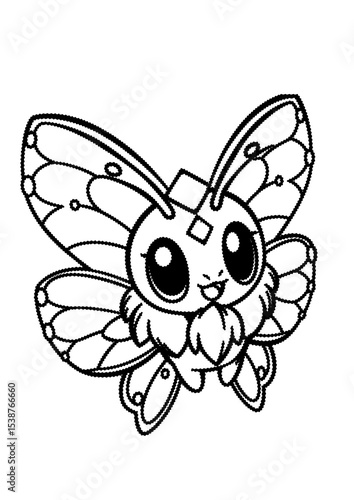 Cute moth coloring page for kids
