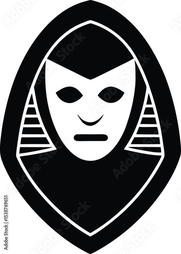 Black and white vector graphic Silhouette of an ancient Egyptian style face