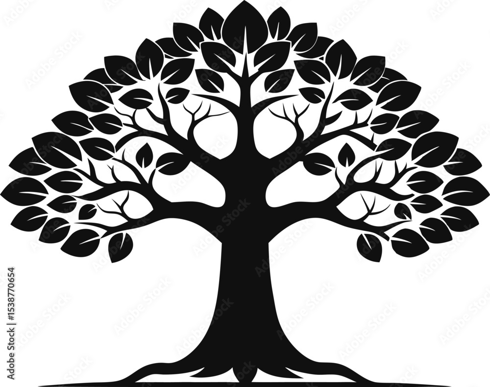 Obraz premium Bodhi Sacred Fig tree vector silhouette