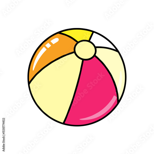 Colorful beach ball with pink, yellow, and orange sections  