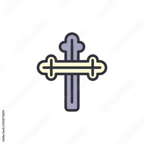 Simple Christian Cross Illustration With Soft Pastel Color Palette Design