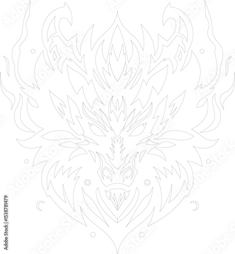 A fierce black and white beast head vector with bold, clean lines and intense expression.