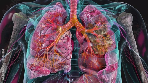 human chest with lungs