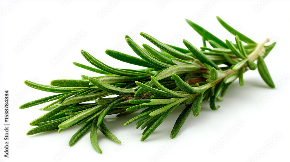 Fototapeta premium Fresh Rosemary Sprig Vibrant Green Herb Closeup leaves