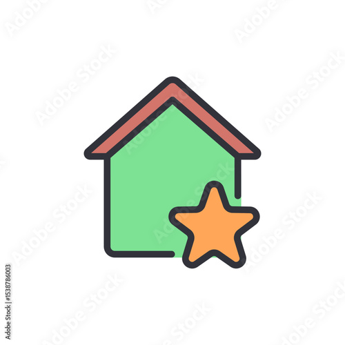 Favorite Home Concept Showing A House With A Star Icon For Real Estate