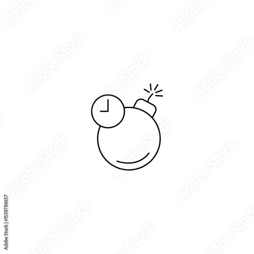 time bomb with clock outline icon. Linear vector from army and military concept
