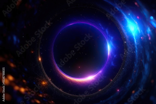 Light Tunnel, Fiery Cosmic Pathway in Deep Space with Glowing Elements