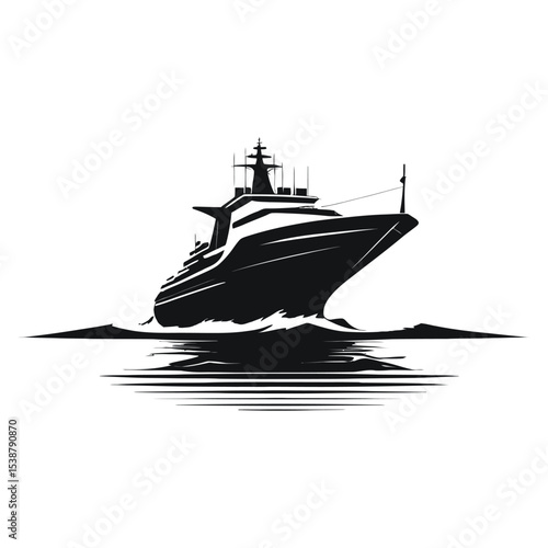 Black Silhouette of a Ship Sailing on Water boat vessel