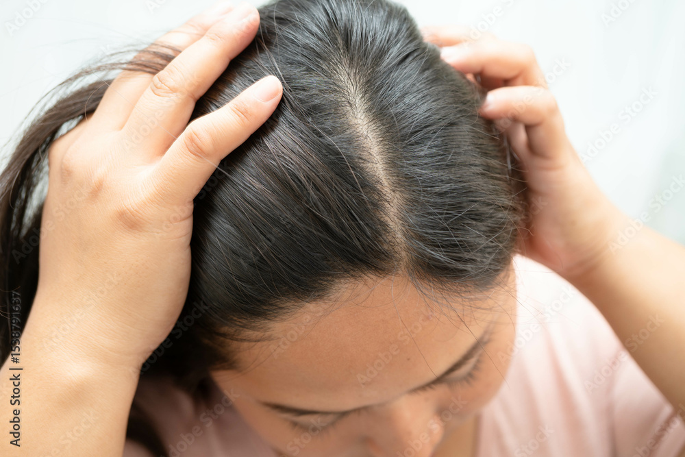 Fototapeta premium Woman with beautiful shine hair care treatment.