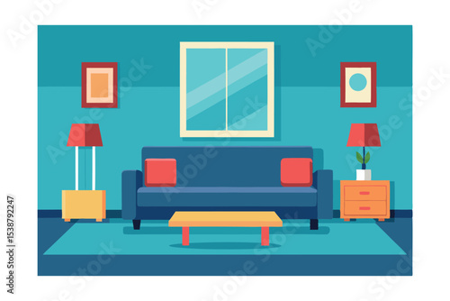 Cozy Living Room Interior Design Modern Furniture and Teal Accents