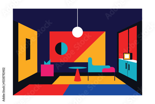 Bold Geometric Interior Design A Vibrant Modern Living Space
