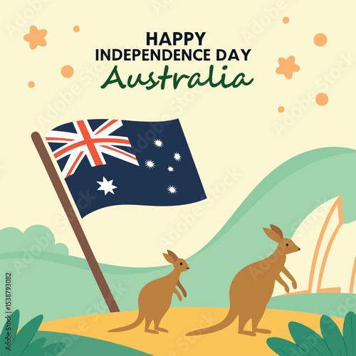 Celebrating Australia's Independence Day Kangaroos, Flag, and Iconic Landmarks