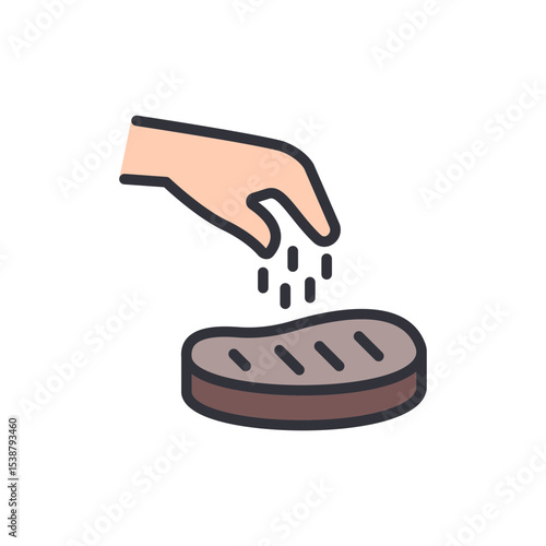 Hand Seasoning Steak Icon Preparing Food Illustration On Transparent Backdrop