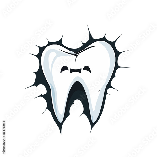 Flat Cracked Tooth Vector