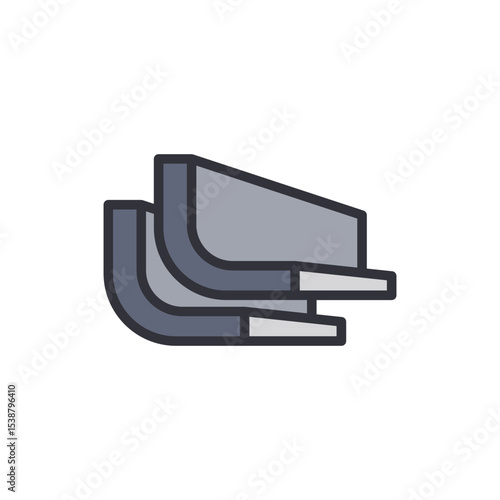 Modern Metal Bent Steel Sheet For Construction Works Icon Illustration