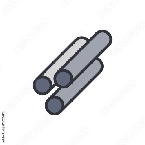 Illustration Of Stacked Metal Pipes Used In Industrial Construction