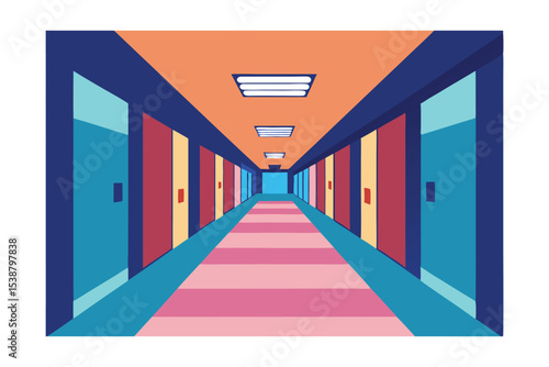 Abstract Colorful Office Corridor A Geometric Perspective of Interior Design