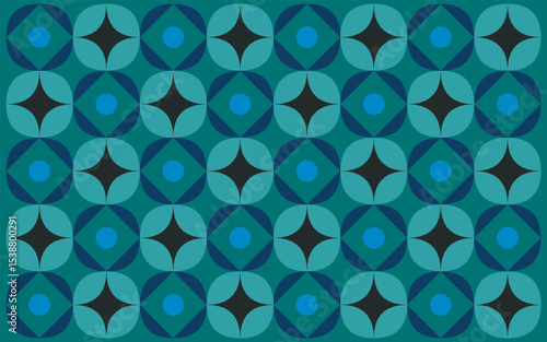 Cool-toned ethnic style batik with teal and black floral shapes. This Indonesian-inspired background embraces modern abstraction while retaining strong cultural symbolism. Floral background design art
