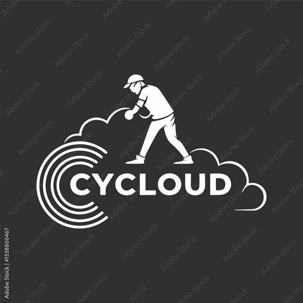 Minimalist Cloud Storage Logo with Worker Illustration and Modern Typography. Minimalist Cloud Storage Logo with Worker Illustration and Modern Typography.