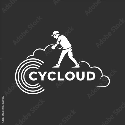 Wallpaper Mural Minimalist Cloud Storage Logo with Worker Illustration and Modern Typography. Torontodigital.ca