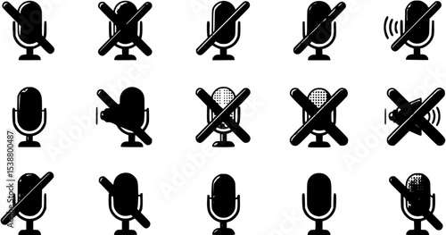 Muted microphone vector icon on White Background illustration graphic
