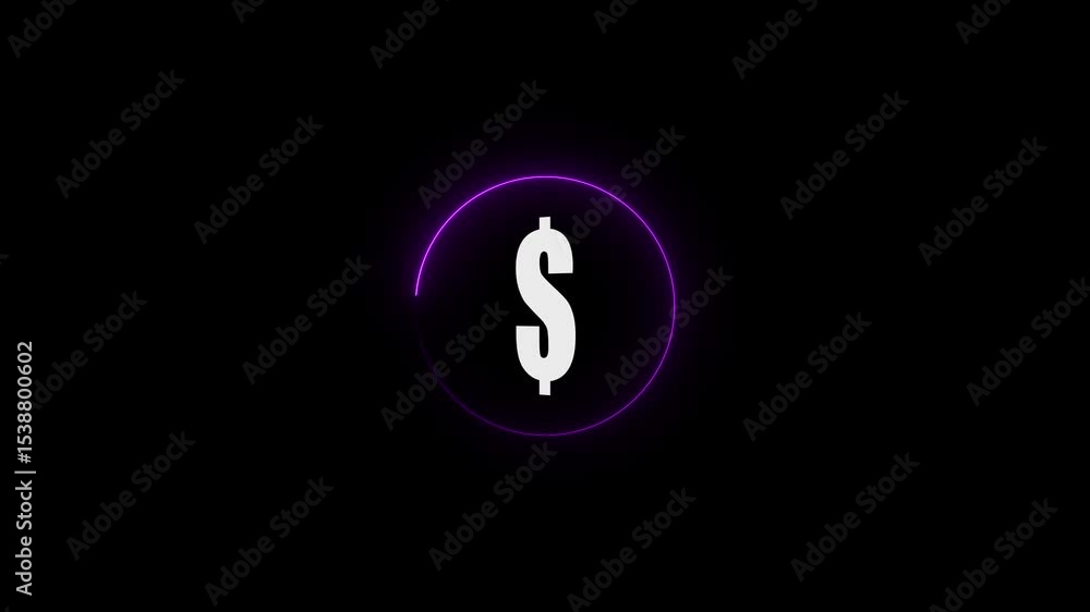 abstract neon glowing dollar coin animation ,icon money wealth sing animated on black background. Abstract neon Dollar icon conceptual business .l neon light dollar icon animation. abstract neon glowing dollar coin animation ,icon money wealth sing animated on black background. Abstract neon Dollar icon conceptual business .l neon light dollar icon animation.