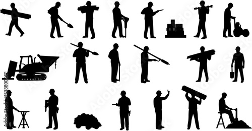 Construction Workers Silhouette vector cut files . vector set
