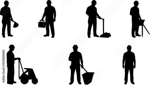 Construction Workers Silhouette vector cut files . vector set
