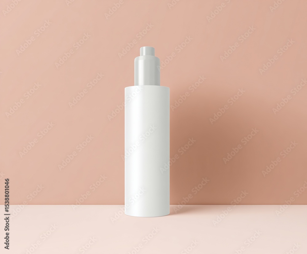 Cosmetic container against a peach background with neutral tones Cosmetic container against a peach background with neutral tones