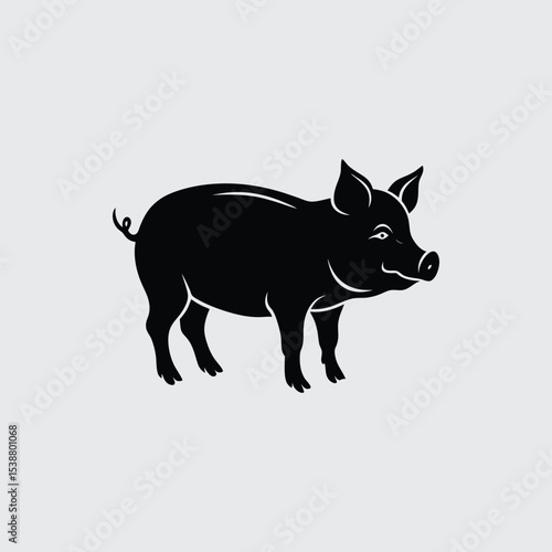 Silhouette of a Pig Farm Animal Vector Illustration