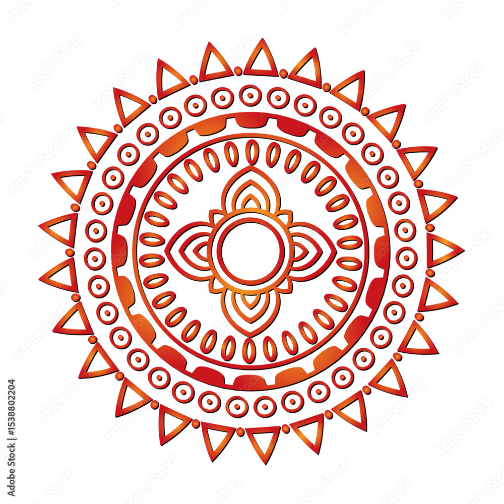 Fototapeta premium Ornamental Floral Lace Pattern with Round Mandala Design Vector illustrations