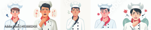 a bunch of sore throat chef vectors