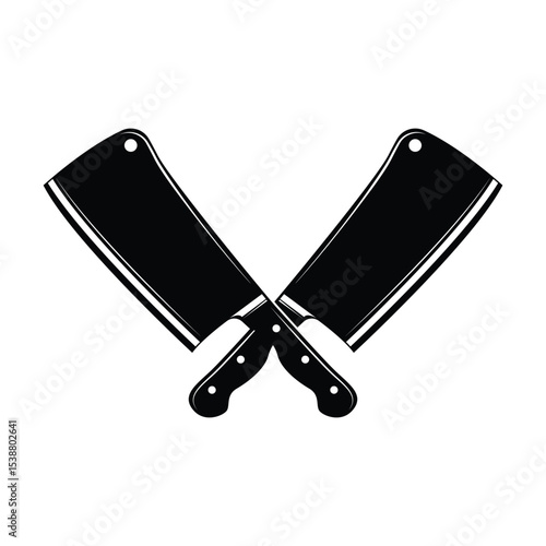 butcher knife crossed logo design vector template