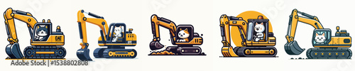 vector or a cat driving excavator