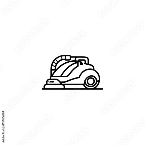 Vacuum cleaner operates cleaning isolated minimalist illustration